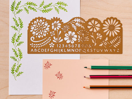 Botanical Brass Template Design Stencil