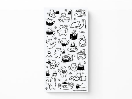 Caffeine Cats 2 Sticker Sheet