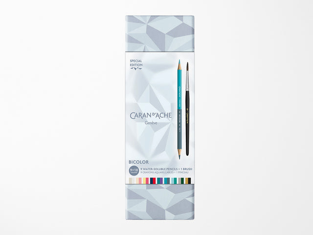 Caran D'Ache 9 Pencil Set + 1 Brush ALPINE FROST – Special Edition