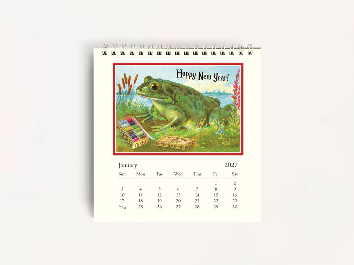 Cavallini 2027 DESK Calendar - Frogs & Friends