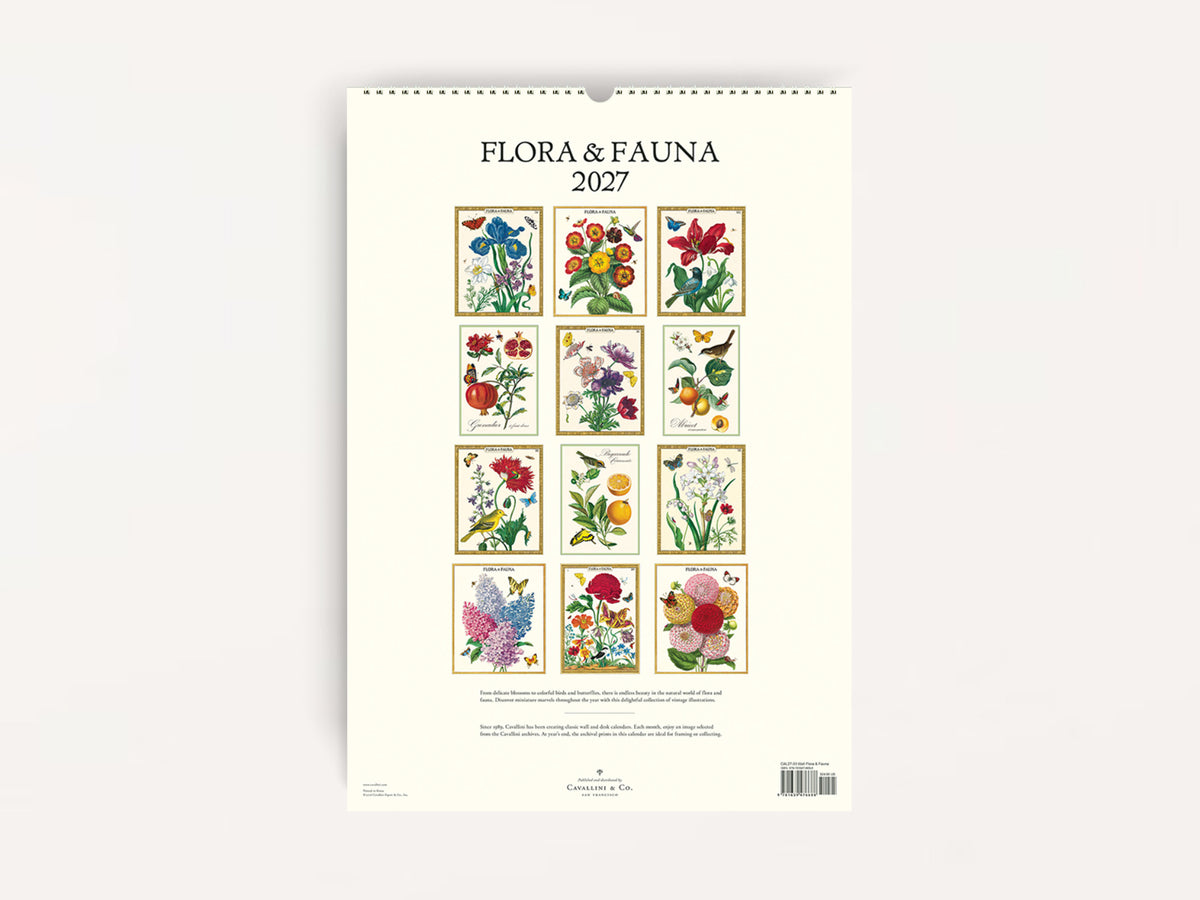 Cavallini 2027 WALL Calendar - Flora & Fauna