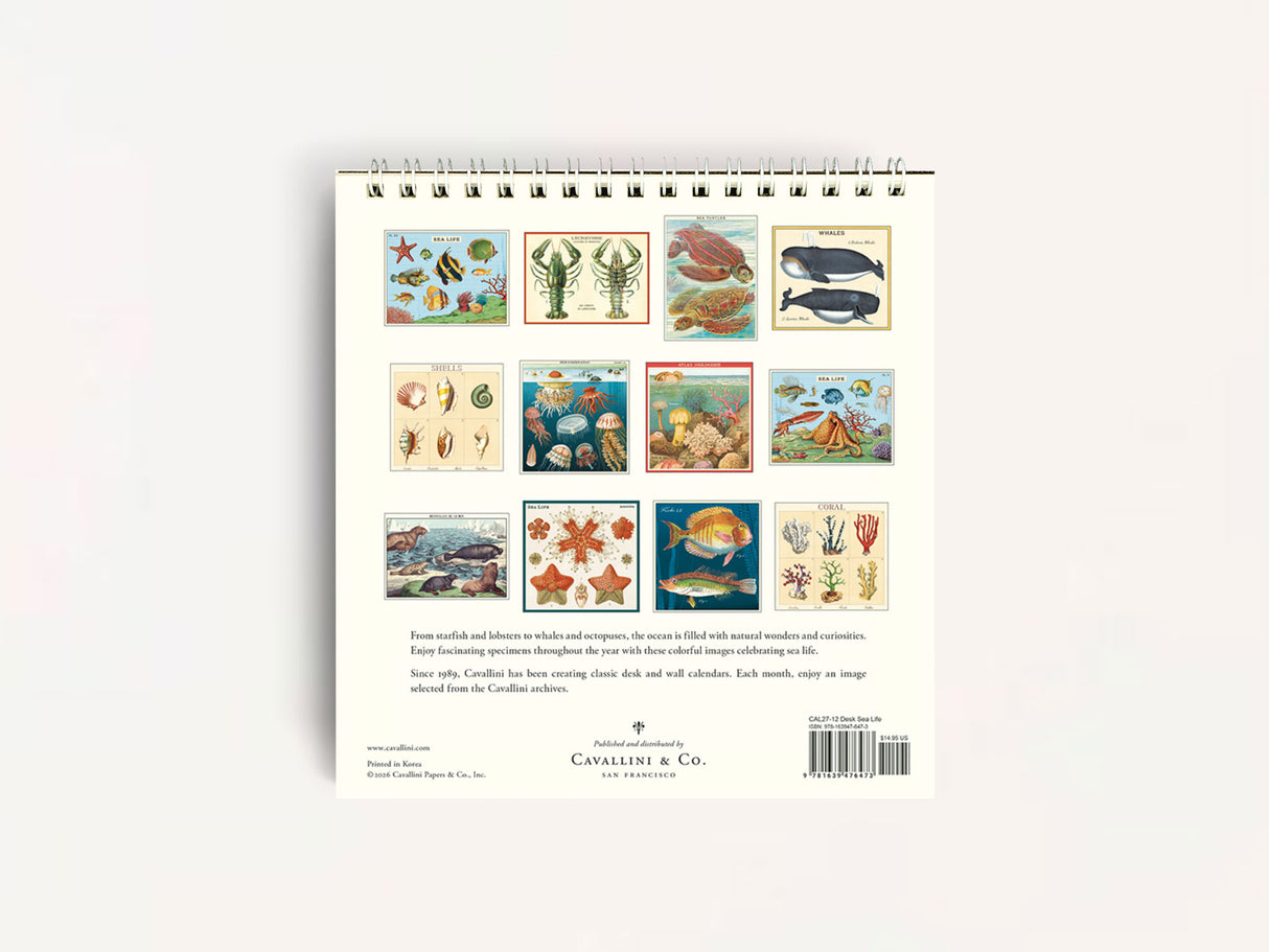Cavallini 2027 DESK Calendar - Sea Life