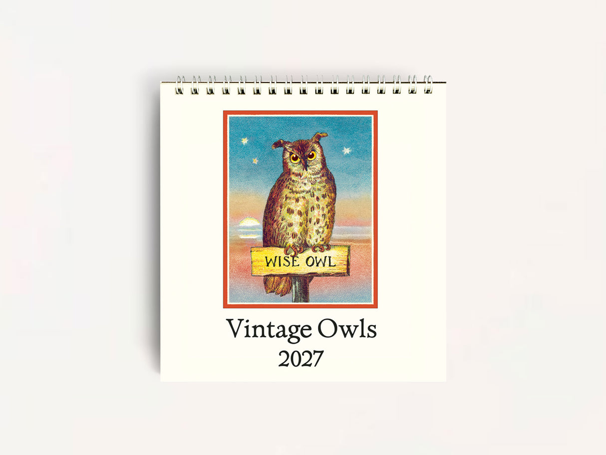 Cavallini 2027 DESK Calendar - Vintage Owls