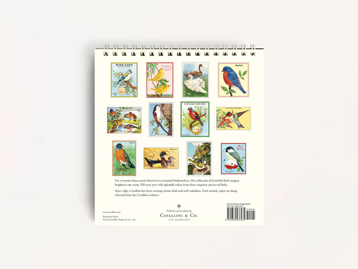 Cavallini 2027 DESK Calendar - Vintage Birds