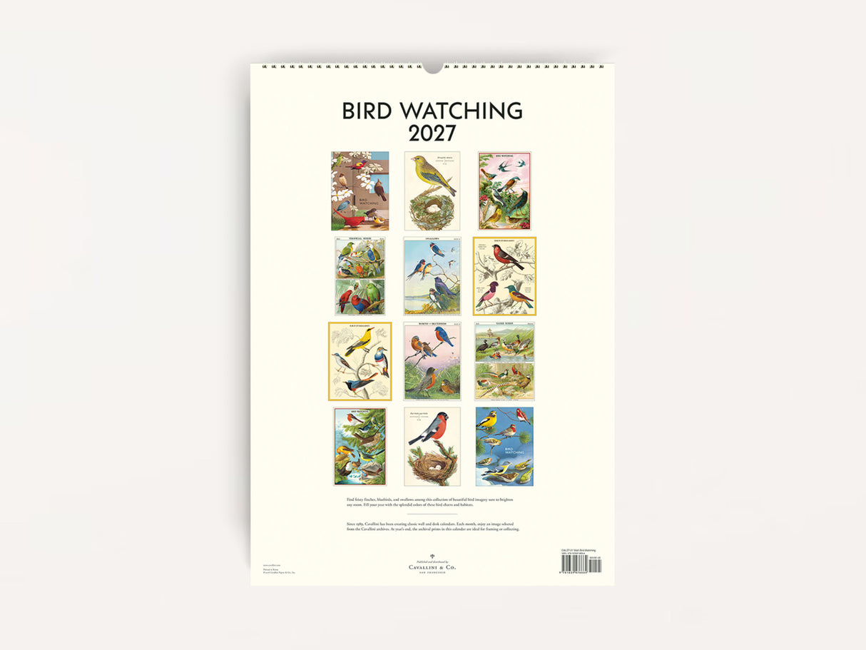 Cavallini 2027 WALL Calendar - Bird Watching