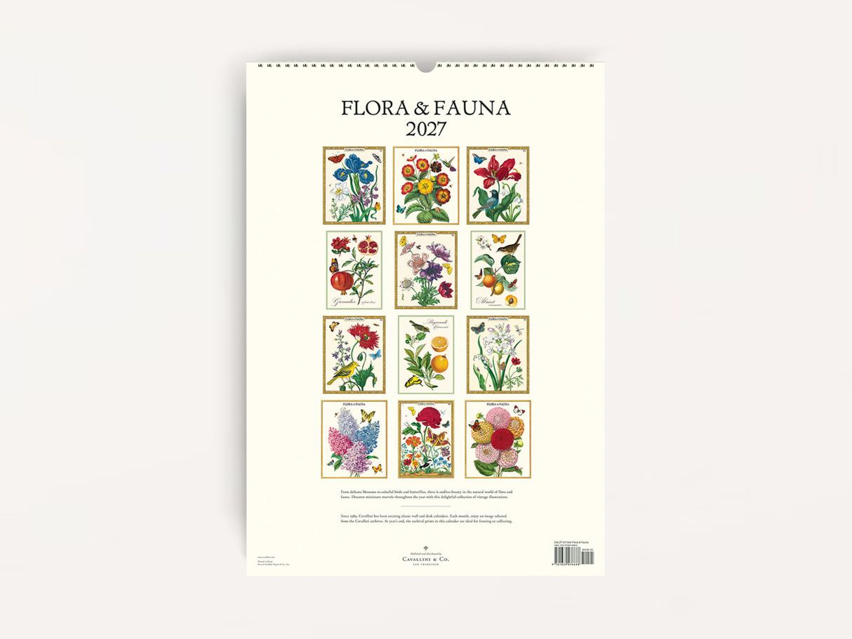 Cavallini 2027 WALL Calendar - Flora & Fauna