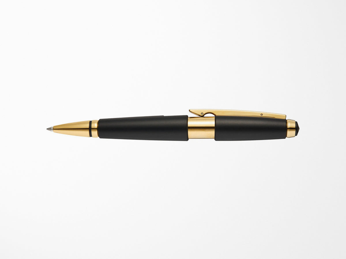 Cross Edge Pen - Matte Black with Gold PVD