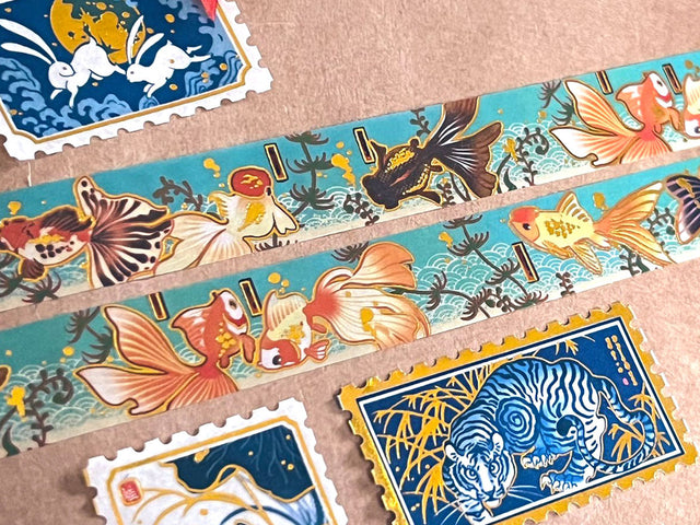 Gold Foil Goldfish Washi Tape