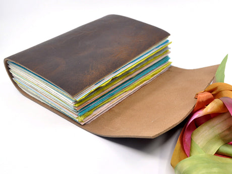 Grandmother's Flower Garden One of a Kind Leather Journal