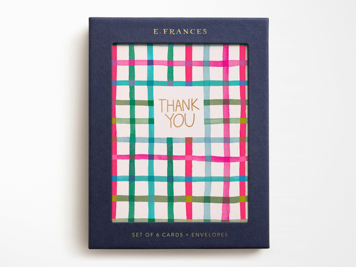 Happy Plaid Thank You Greeting Cards Box of 6