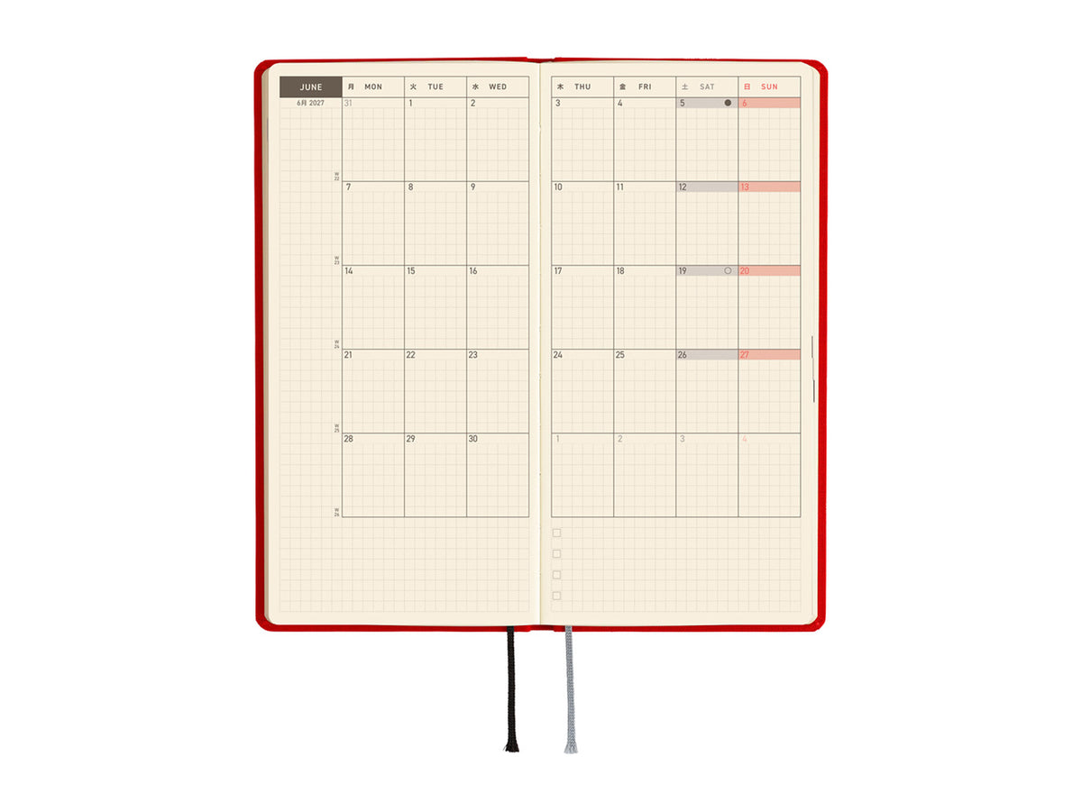 Hobonichi Techo Weeks 2027 - Colors: Poppy Red