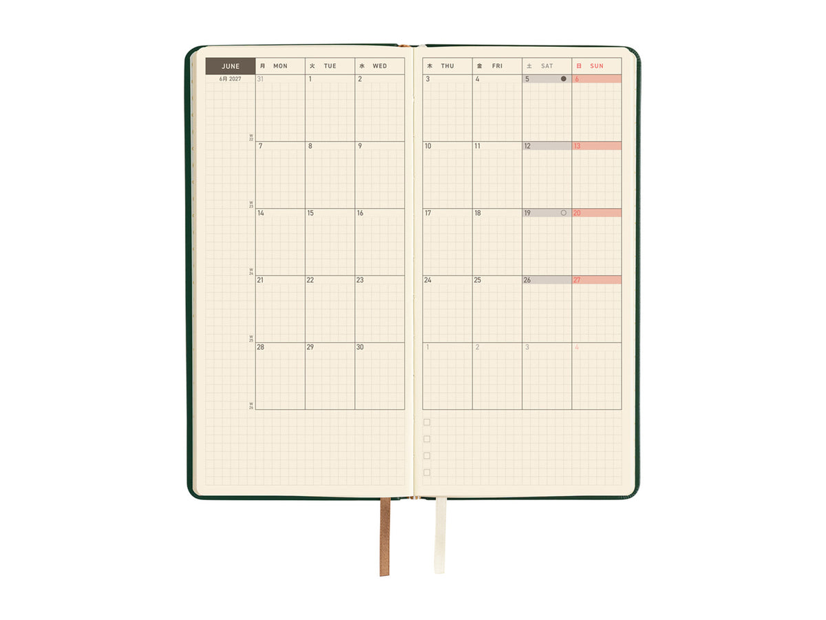 Hobonichi Techo Weeks 2027 - Leather: Forest Green