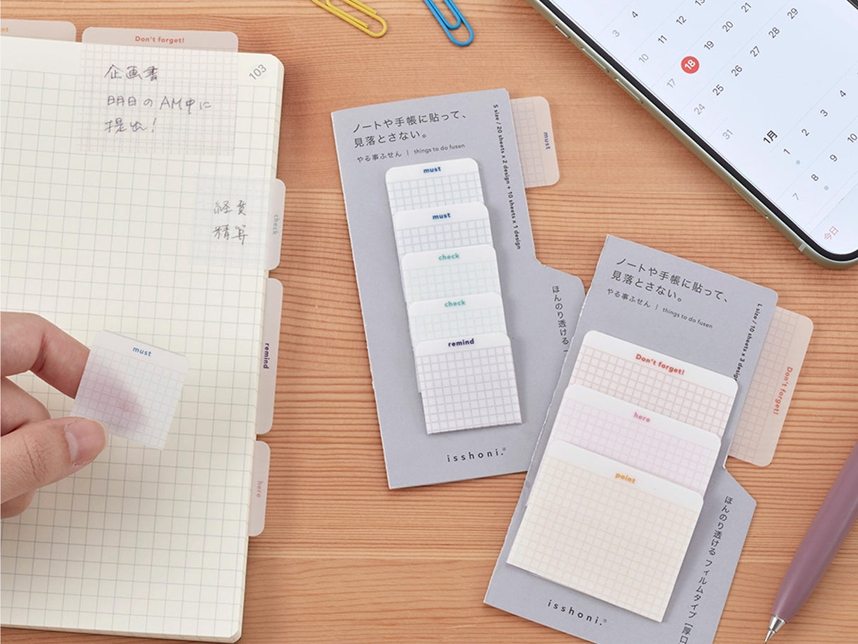 Isshoni Translucent To Do Sticky Notes