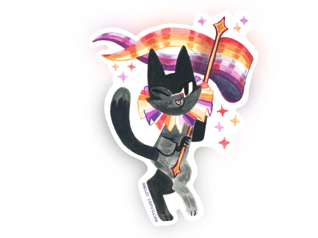 Lesbian Cat Sticker - Queer Cuties Medieval Pride