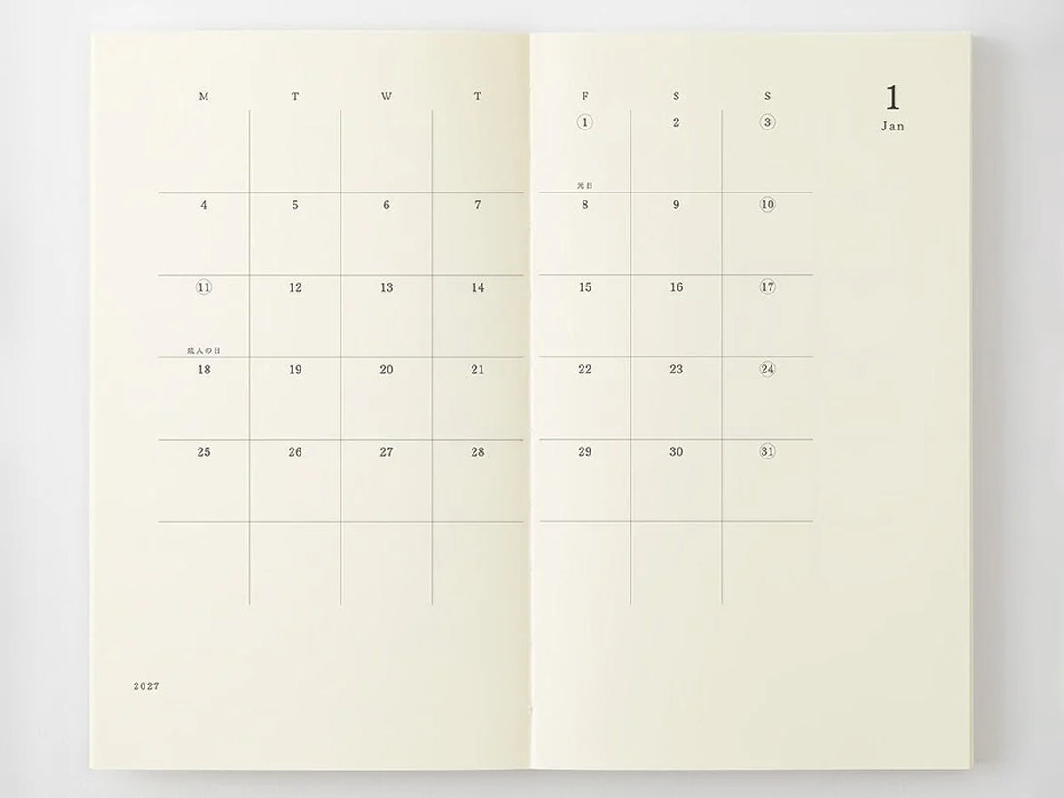 MD Notebook Monthly Diary B6 Slim 2027