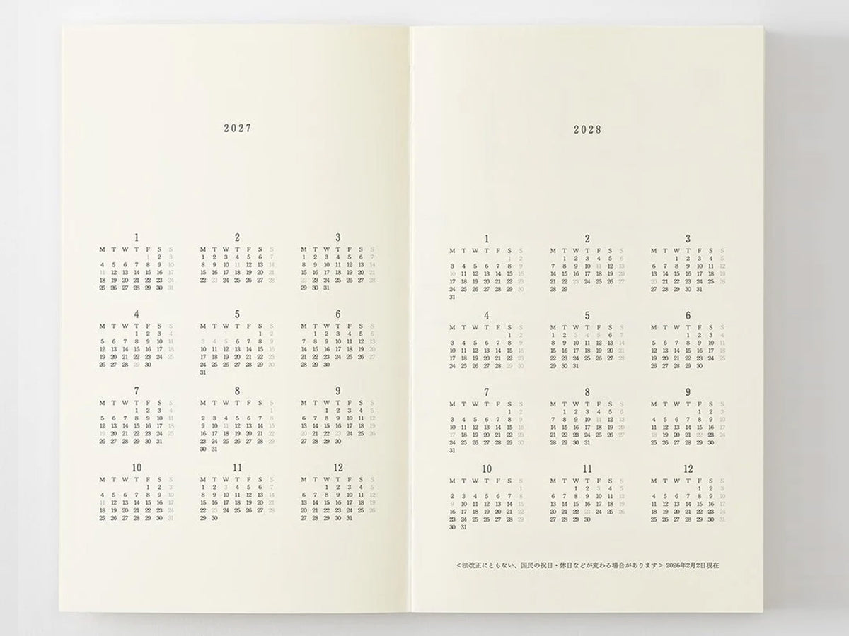 MD Notebook Monthly Diary B6 Slim 2027