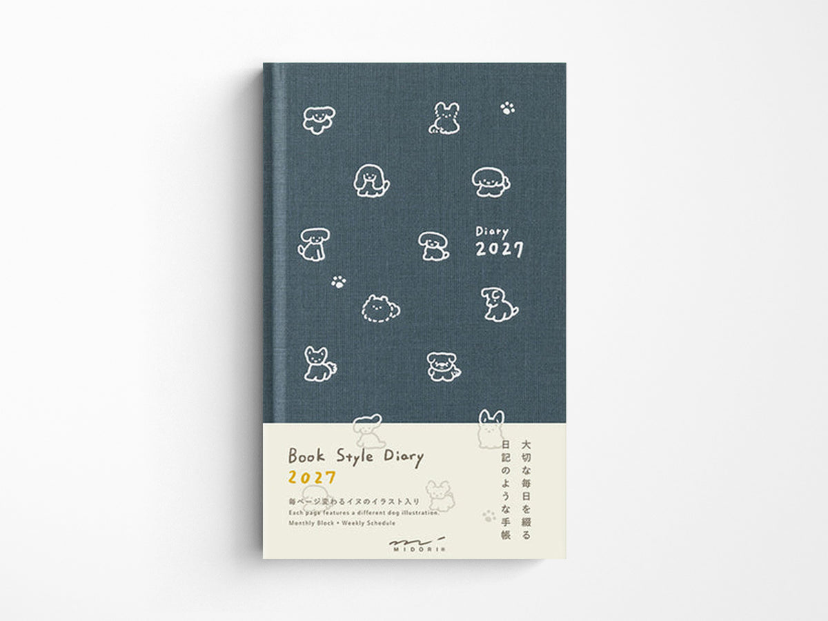 Midori Book Style Diary 2027 - Navy Dog