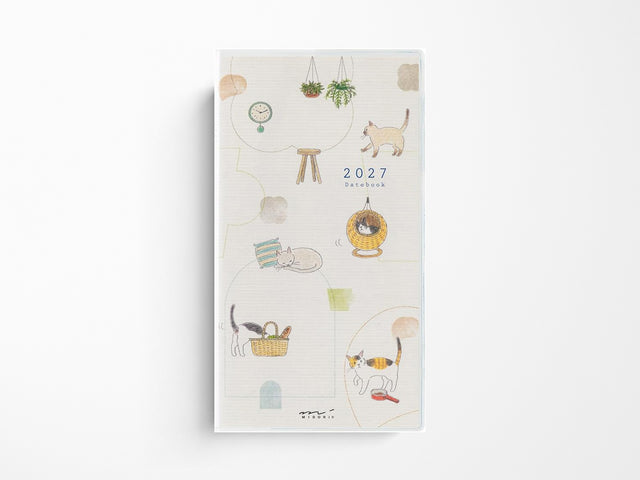 Midori Pocket Diary Slim Cat 2027