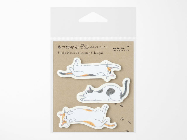 Midori Point Marker Sticky Notes - Stretching Cats