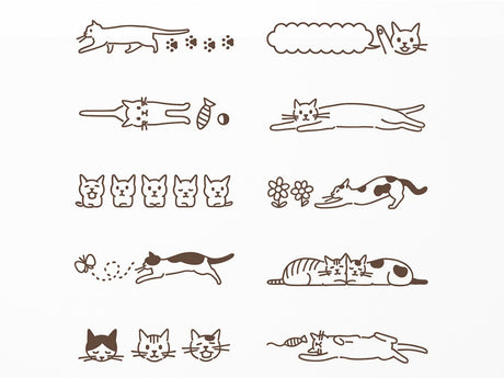 Midori Rotating Stamp - Soft Color Cat - Brown