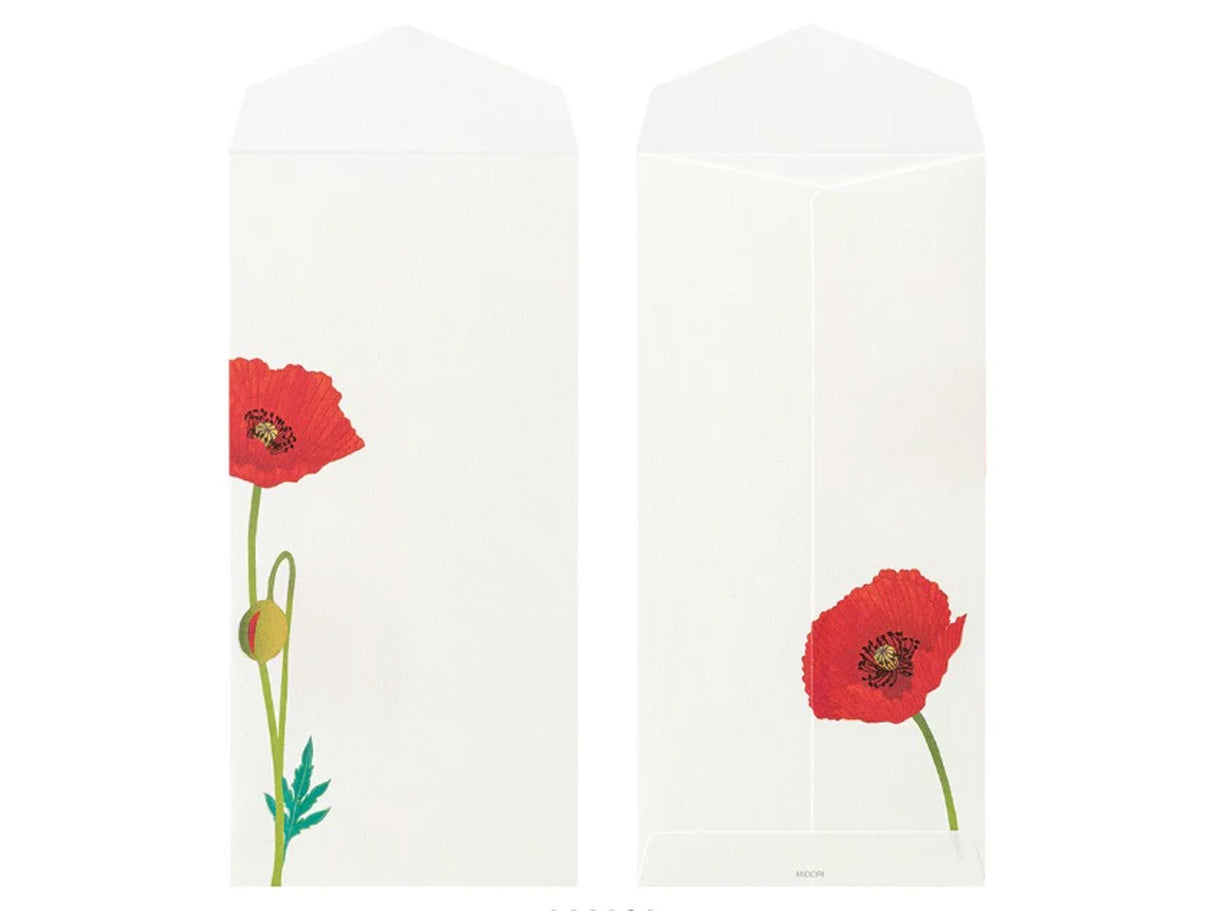 Midori Seasonal Envelopes - 018 Four Designs Poppy