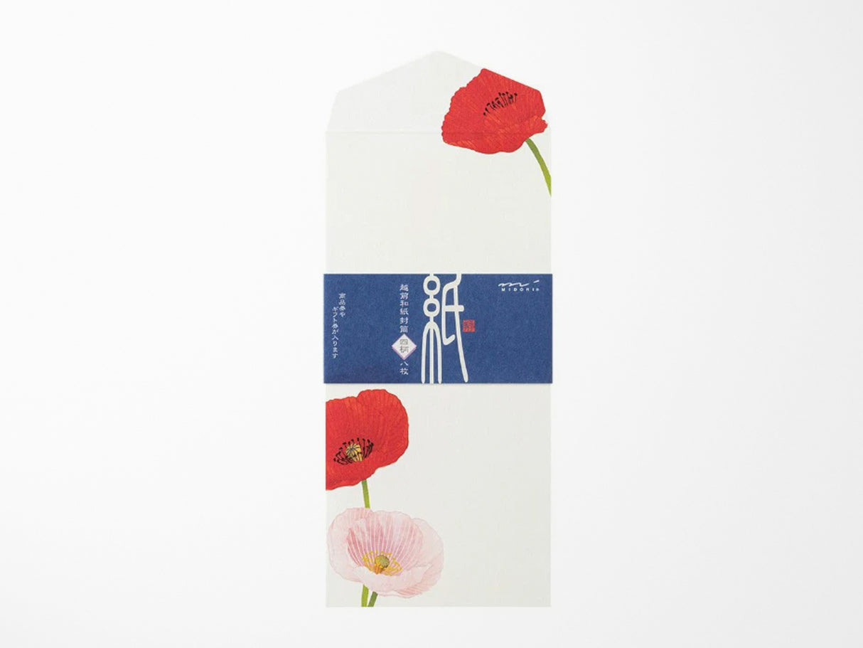 Midori Seasonal Envelopes - 018 Four Designs Poppy