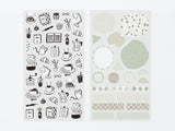Midori Sticker Sheet Set of 2 Monotone Cafe