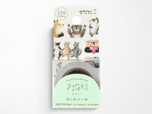 Midori Yuru Log Roll Sticker Animal Emotion