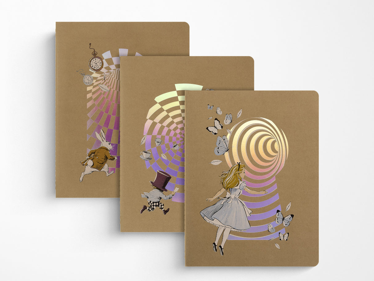 Moleskine Alice's Adventures in Wonderland Set of Three XL Ruled Cahier Notebooks