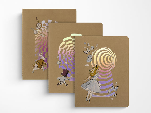 Moleskine Alice's Adventures in Wonderland Set of Three XL Ruled Cahier Notebooks