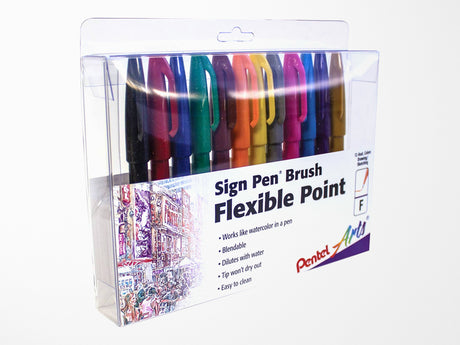 Pentel Sign Pen Brush - Set of 12