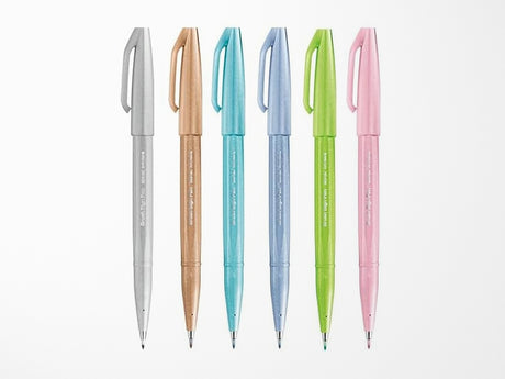 Pentel Sign Pen Brush - Set of 6 Pastel Colors