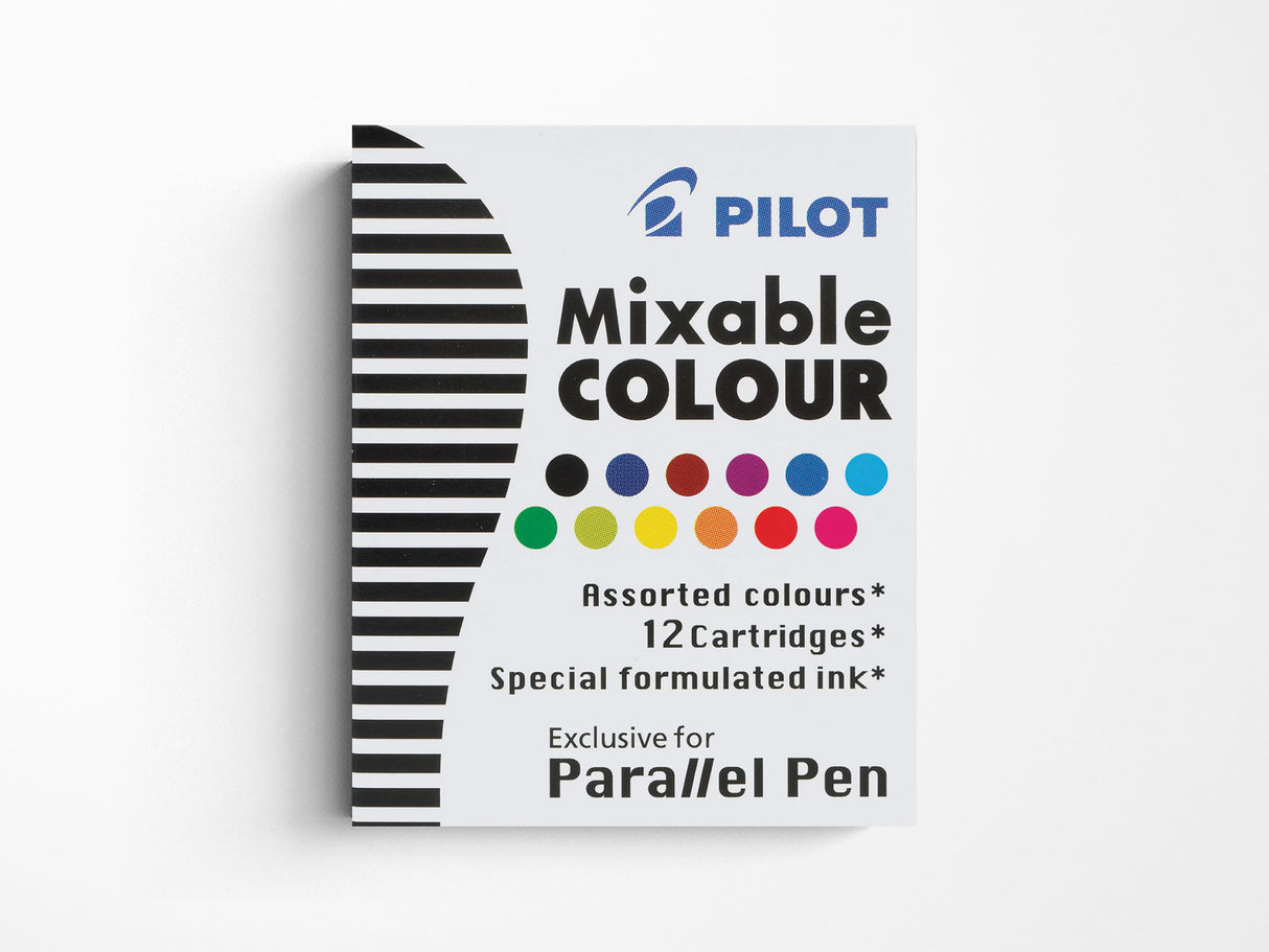 Pilot IC100 Parallel Pen Ink Cartridges, Assorted Colors, Pack of 12