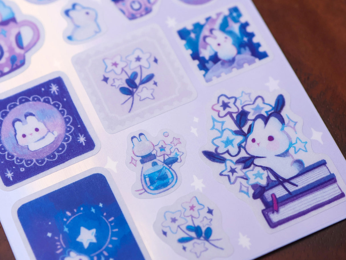 Rabbit and Shooting Stars Sticker Sheet