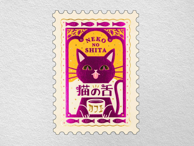Rokkaku x ObiWan Stamp Shaped Postcard - Cat's Tongue Cafe