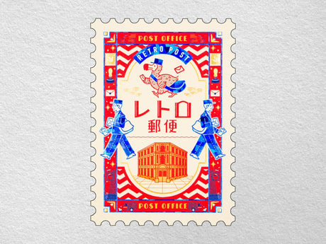 Rokkaku x ObiWan Stamp Shaped Postcard - Retro Mail