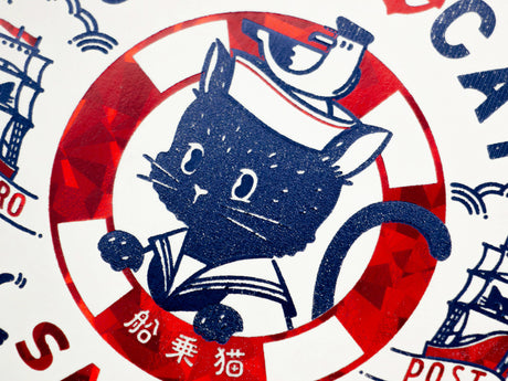 Rokkaku x ObiWan Stamp Shaped Postcard - Ship's Cat