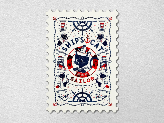 Rokkaku x ObiWan Stamp Shaped Postcard - Ship's Cat