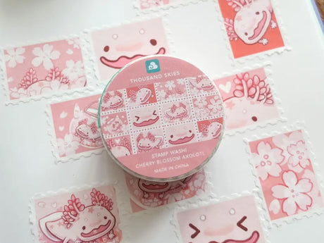 Stamp Washi Tape - Cherry Blossom Axolotl