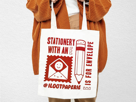 Stationery With An E Large Tote Bag*