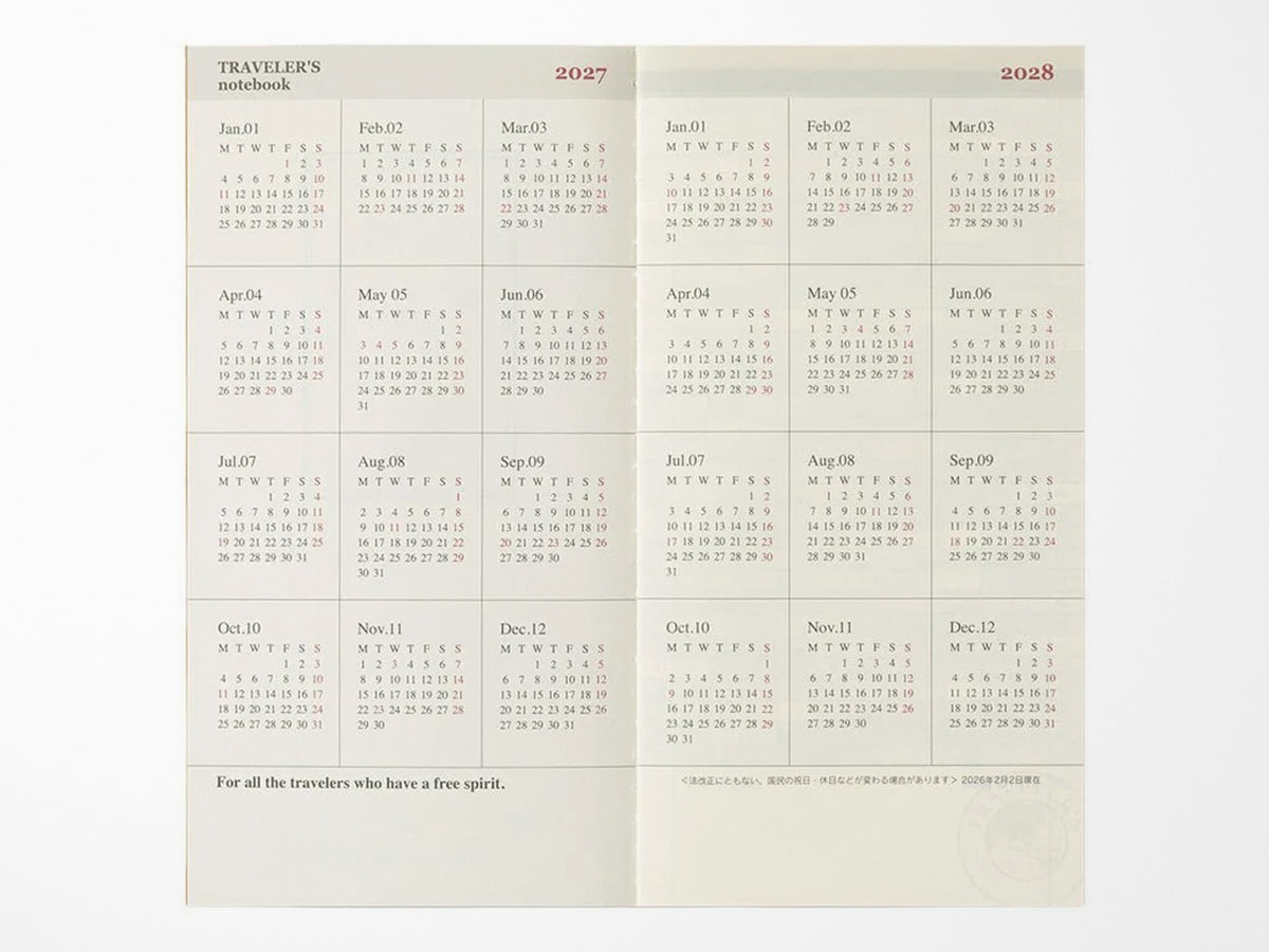 TRAVELER'S Notebook 2027 Monthly - Regular Size