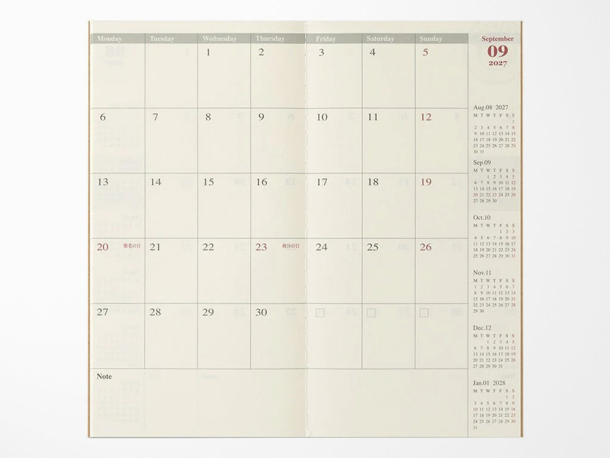 TRAVELER'S Notebook 2027 Monthly - Regular Size