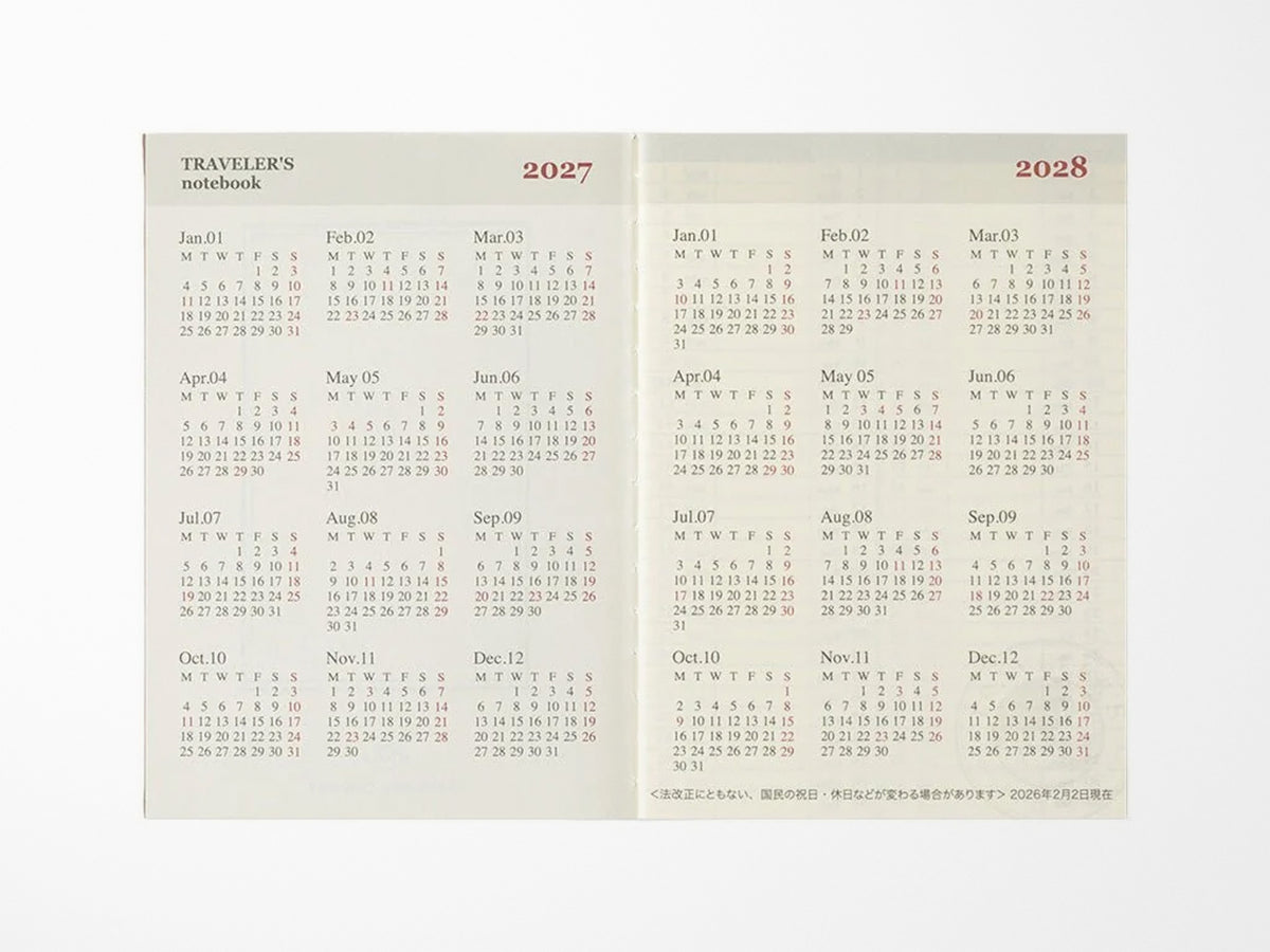 TRAVELER'S Notebook 2027 Weekly + Memo - Passport Size