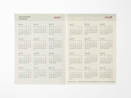 TRAVELER'S Notebook 2027 Weekly + Memo - Passport Size