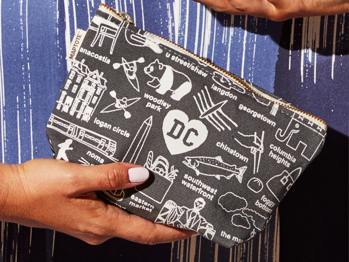 Washington DC Zipped Pouch - Grey